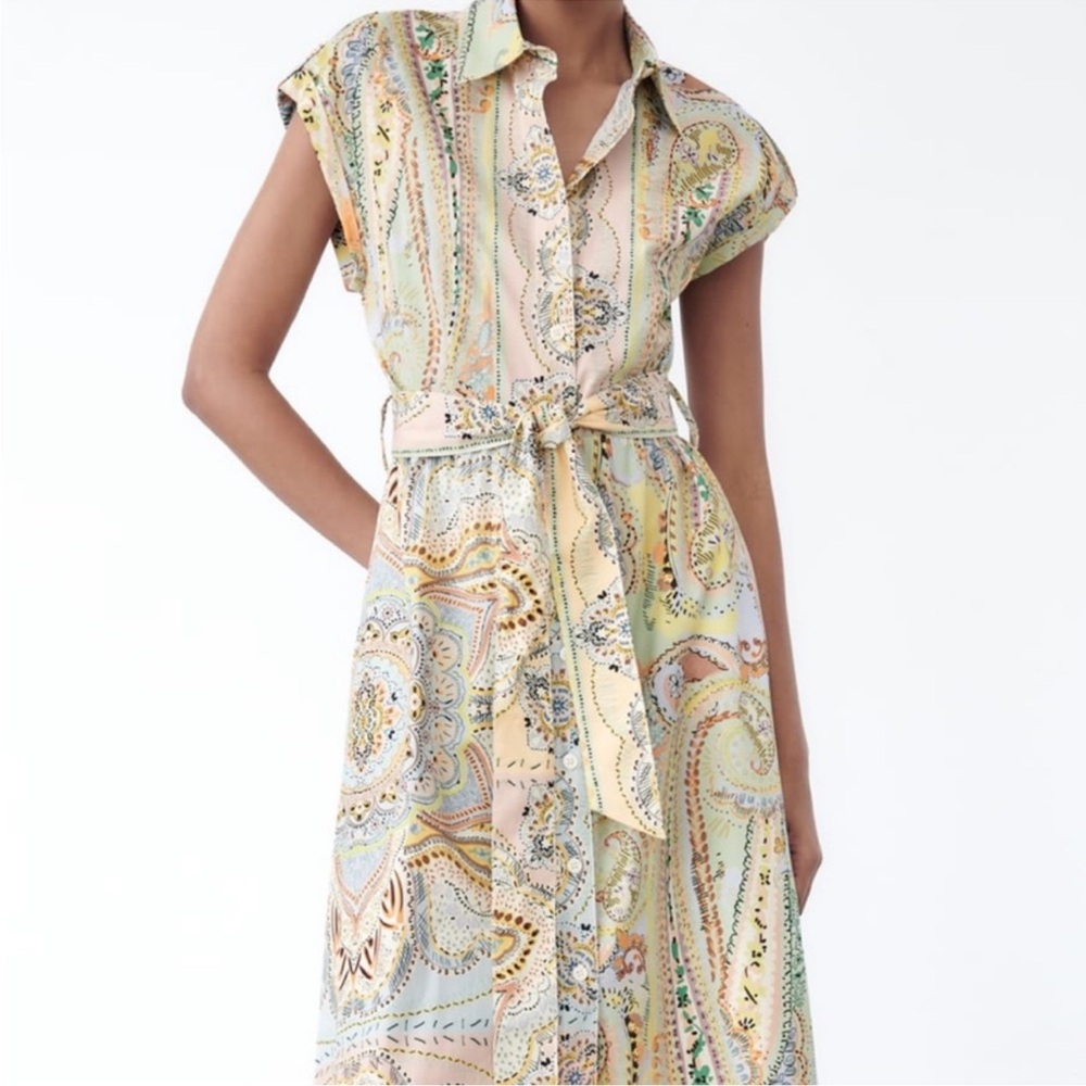 Zara Paisley Midi Dress with Belt. New with tags.